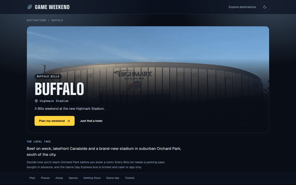 Buffalo weekend guide with the new Highmark Stadium.