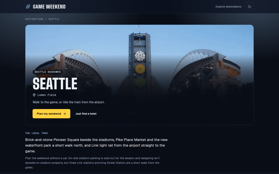 Seattle weekend guide with Lumen Field.