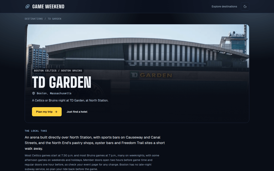 TD Garden weekend guide with the arena exterior.